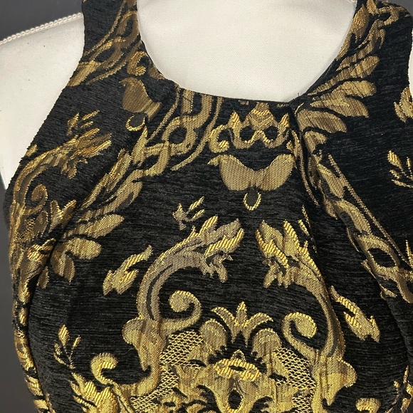 Gianni Bini Velvet Brocade Fit and Flare Halter Dress - Picture 4 of 12